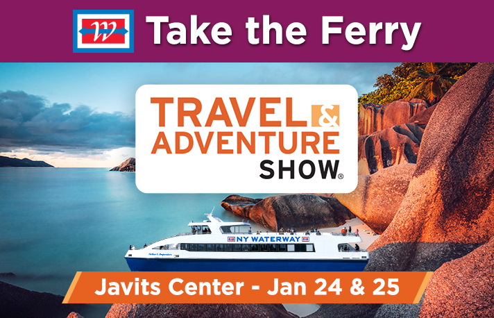 Take The Ferry To The Travel & Adventure Show! Banner